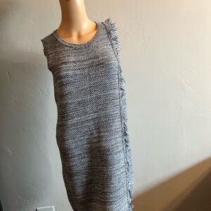 Anthropologie Holding Horses Sleeveless Blue Fringe Sweater Dress Size XS
